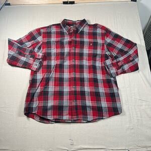 Duluth Trading Mens Heavy Flannel Shirt Button Down Red Black Plaid XL